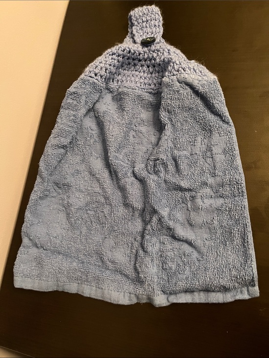 Hand Crafted Other - New Hand Crafted Knit Hanging Kitchen Towel Light-Medium Blue Accessory